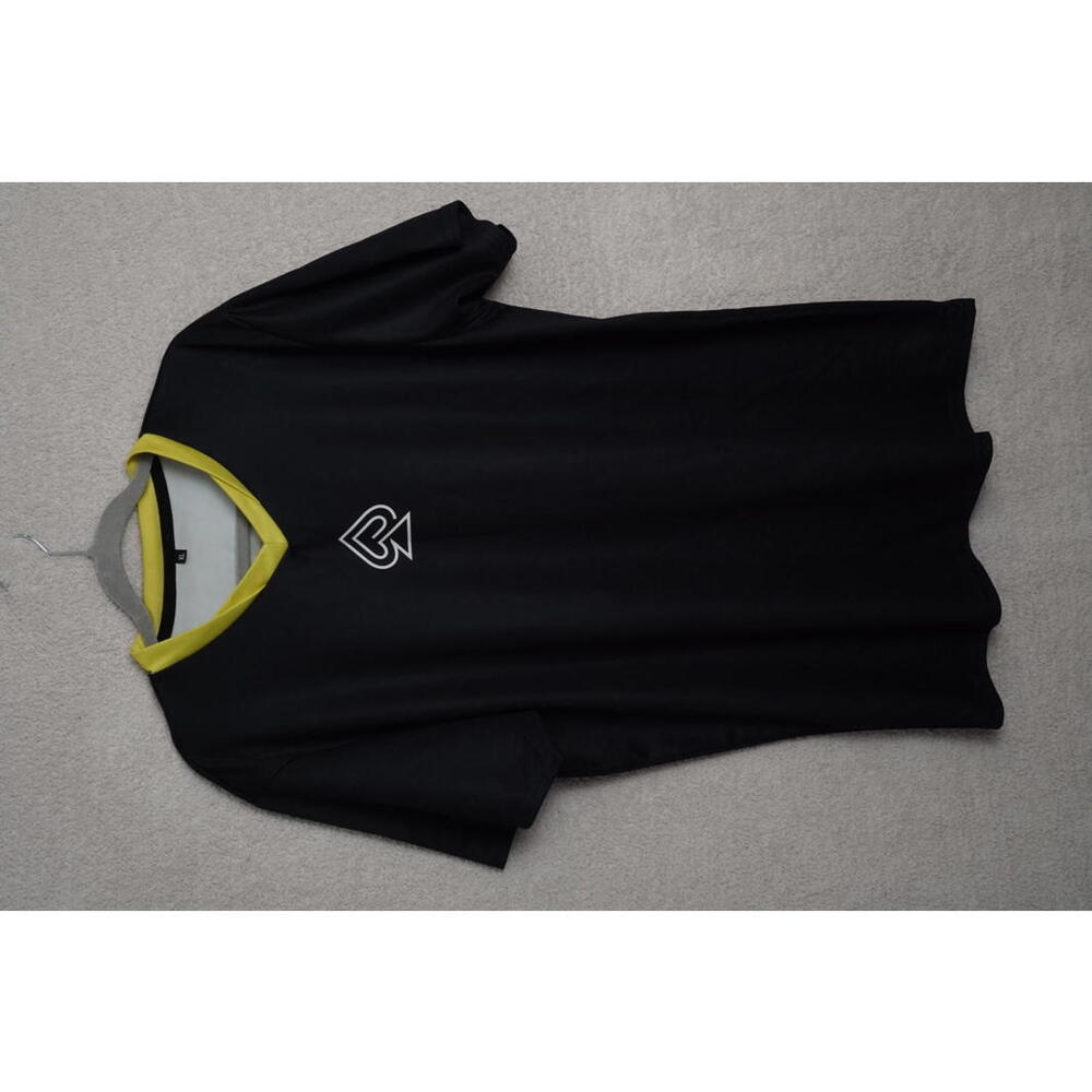 Men's Black and Yellow V-Neck T-Shirt with Spade Logo